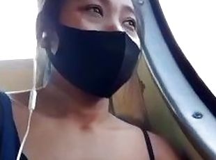 Slave May risky and shameless flashing in bus and station