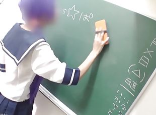 Horny teacher fingering pussy of Japanese schoolgirl
