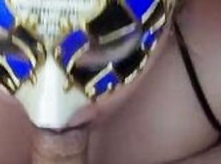 Masked Wife Gives a black lipstick blowjob Lipstick rings