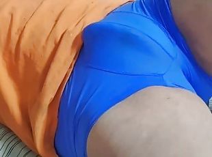 RED WATCH GUY BIG COCK INSIDE RED CALVIN KLEIN GLOSSY BOXERS IS JERKING OFF DADDY