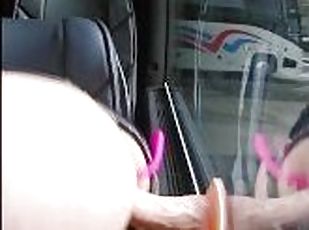 Anal play & cumming on public bus. Super risky play
