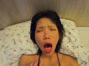 Young Thai Student gets creampied by big White cock