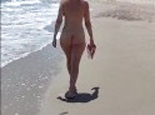 Walking Naked on the Beach Public Nudity Amateur