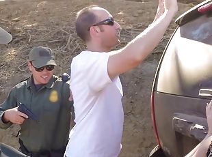 Latina fucked outdoors by a horny border patrol agent