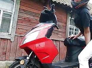 Girl In Helmet Jerks Pussy To Orgasm On Stepbrother&rsquo;s Motorcyclye