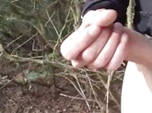 Nearly caught naked in woods nice cumshot