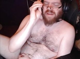 kinky chubby dad jerking off all over his belly