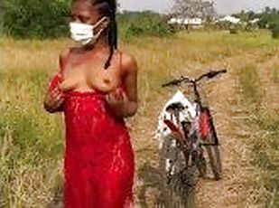 The Wood farmer’s daughter rode naked on a bicycle and masturbate in the road on a hot sunny day
