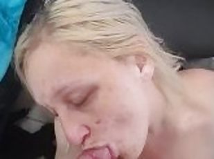 Deepthroating and choking on daddys fat cock super sloppy blowjob????????????