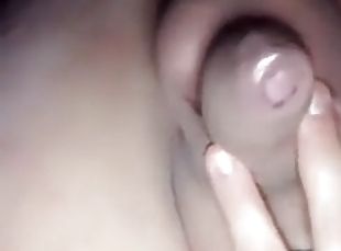 Sissy bounces on her BBC toy while dripping from her little clit
