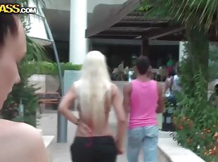 Wild blonde babe gets fucked outdoors in Turkey