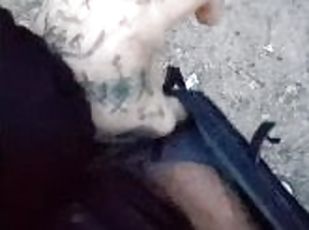 Tattooed german teen is jerking his fat cock in public (DM me on snapchat @Andys-d)