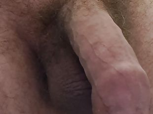 Daddy Bear jerks his fat uncut cock on public toilet with thick cumshot 