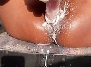 Stuffing bwc in my wet & creamy dripping pussy