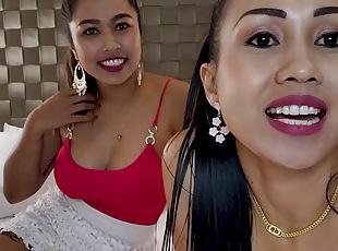 Curvy Thai lesbian GFs homemade sex tape