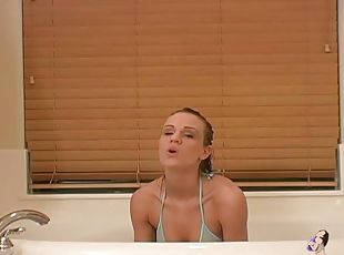 Bikini Wearing Solo Model Fingering in the Bath Tub