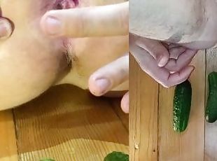 The ass swallowed a cucumber