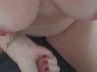 Horny milf wife wanks me off to her big tits
