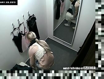 Voyeur Nice Blonde Fitting Lingerie